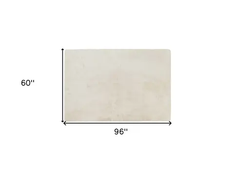 5' X 8' Ivory Shag Hand Knotted Area Rug