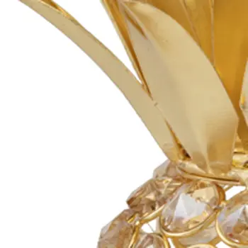 11" Gold Faux Crystal And Faux Gold Decorative Pineapple Tabletop Sculpture