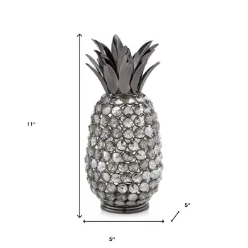11" Silver Nickel Decorative Pineapple Tabletop Sculpture