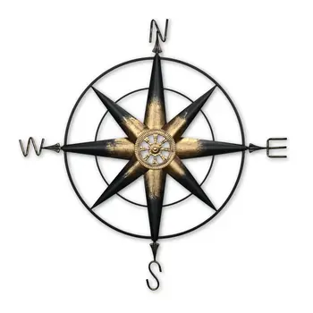39" Black Rustic Compass Metal Wall Decor