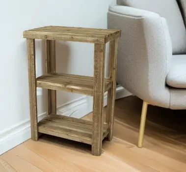 29" Brown Wood And Solid Wood End Table With Two Shelves
