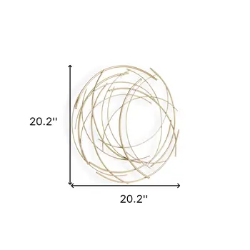 26" Gold Metal Abstract Round Hanging Wall Art Decor
