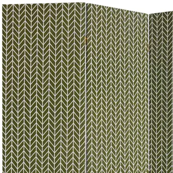 71" Green Fabric Folding Three Panel Screen Room Divider