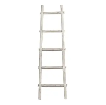 59" X 18" X 2" White Decorative Ladder Shelve