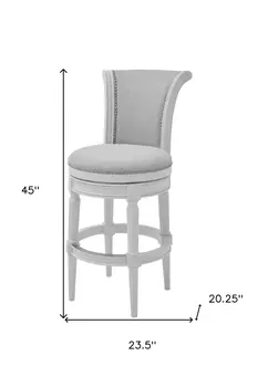 Light Gray and White Solid Wood Swivel Bar Chair