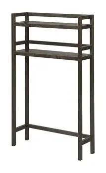 48" Espresso Finish 2 Tier Solid Wood Over Toilet Organizer