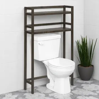 48" Espresso Finish 2 Tier Solid Wood Over Toilet Organizer