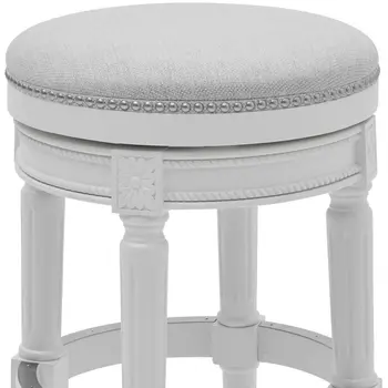 26" Gray Solid Wood Backless Bar Height Swivel Bar Chair