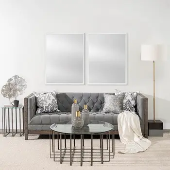 Rectangle White Accent Mirror With Crisp White Finish Frame