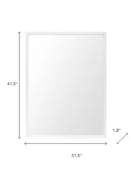 Rectangle White Accent Mirror With Crisp White Finish Frame