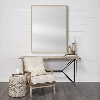 Rectangle Natural Accent Mirror With Matte Finish Frame