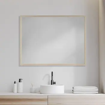 Rectangle Natural Accent Mirror With Matte Finish Frame