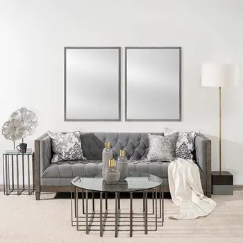 Rectangle Grey Accent Mirror With Driftwood Quality Frame
