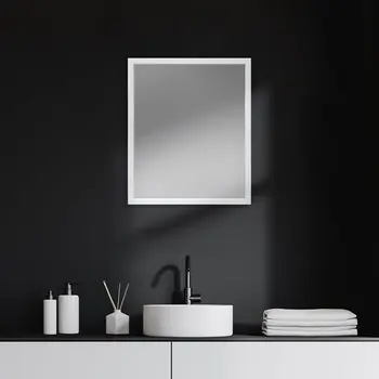 Rectangle White Accent Mirror With Crisp White Finish Frame