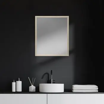 Rectangle Natural Accent Mirror With Matte Finish Frame