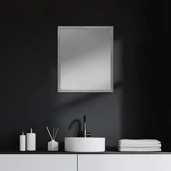 Rectangle Grey Accent Mirror With Driftwood Quality Frame