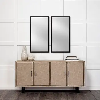 Rectangle Black Accent Mirror With Oxidized Finish Frame