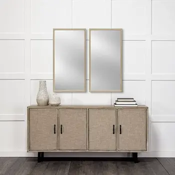 Rectangle Natural Accent Mirror With Matte Finish Frame