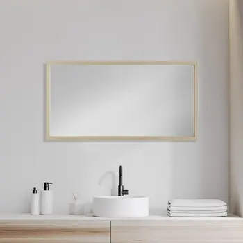 Rectangle Natural Accent Mirror With Matte Finish Frame