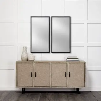 Rectangle Espresso Accent Mirror With Lakeside Design