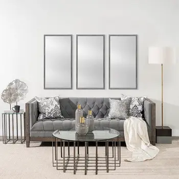 Rectangle Grey Accent Mirror With Driftwood Quality Frame