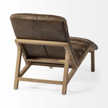 54" Brown Genuine Leather Tufted Distressed Lounge Chair