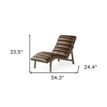 54" Brown Genuine Leather Tufted Distressed Lounge Chair