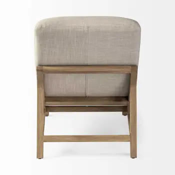54" Cream and Brown Fabric Tufted Lounge Chair