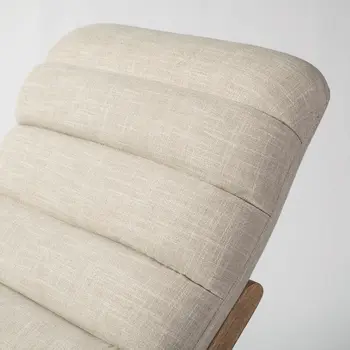 54" Cream and Brown Fabric Tufted Lounge Chair