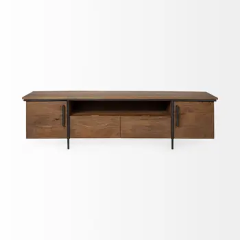 18" Brown and Black Solid Wood TV Stand