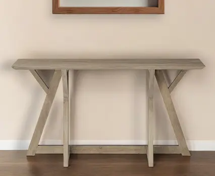 16" Brown Solid Wood Trestle Console Table