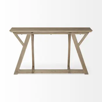 16" Brown Solid Wood Trestle Console Table