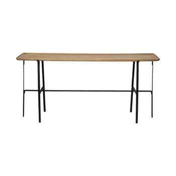 14" Brown and Black Solid Wood Trestle Console Table