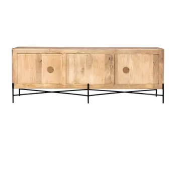 78" Brown Solid Wood Sideboard with Four Doors
