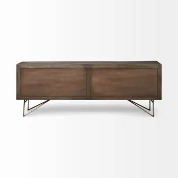 17" Dark Brown Solid Wood Sideboard with Four Doors