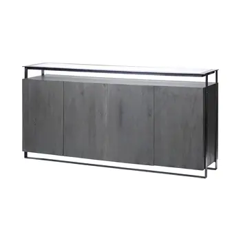 18" Black And Gray Solid Wood Sideboard