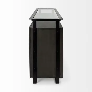18" Black And Gray Solid Wood Sideboard