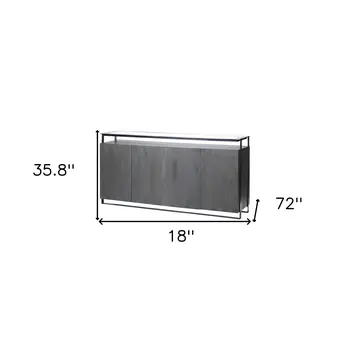 18" Black And Gray Solid Wood Sideboard