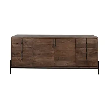 72" Brown Solid Wood Six Drawer Sideboard with Two Doors
