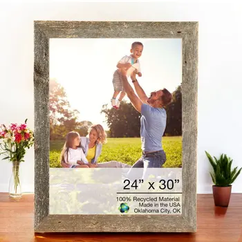 24 X 30 Natural Weathered Grey Picture Frame With Plexiglass Holder
