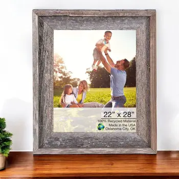 22X28 Natural Weathered Grey Picture Frame With Plexiglass Holder