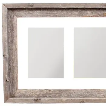 5" x 7" Three Photo Natural Reclaimed Wood Hanging Picture Frame with Mat