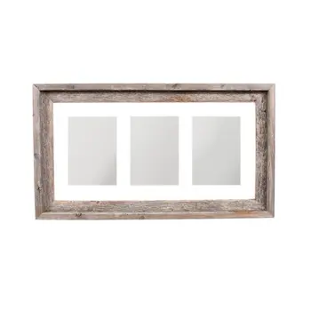 5" x 7" Three Photo Natural Reclaimed Wood Hanging Picture Frame with Mat