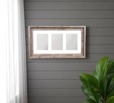 5" x 7" Three Photo Natural Reclaimed Wood Hanging Picture Frame with Mat