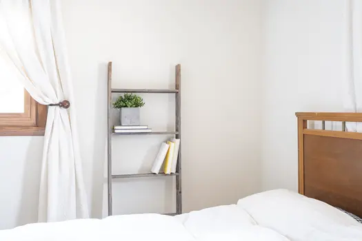 5 Step Rustic Weathered Grey Wood Ladder Shelf