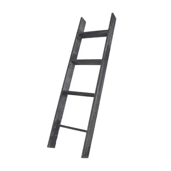 4 Step Blackwash Rustic Wood Ladder Shelf