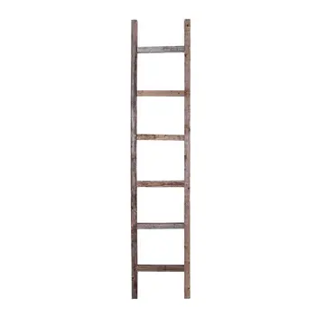 72" Gray Rustic Seven Step Wood Ladder Shelf