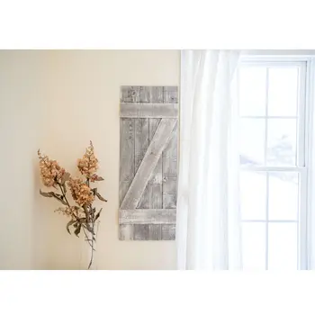 Set Of Two Rustic Weathered Grey Wood Decorative Window Shutters