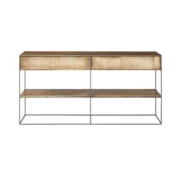 63" Brown Solid Wood Two Drawer Sideboard