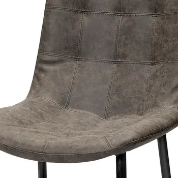 Set Of Two Black And Brown Upholstered Faux leather Side Chairs